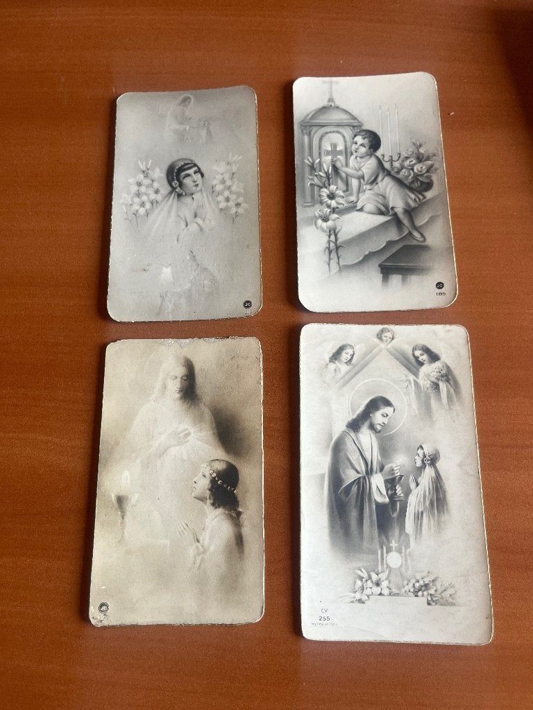 4 communieprentjes 1944/1947 -Lombardsyde, Verzamelen, Ophalen of Verzenden, Gebruikt, Kaart of Prent, Christendom | Katholiek