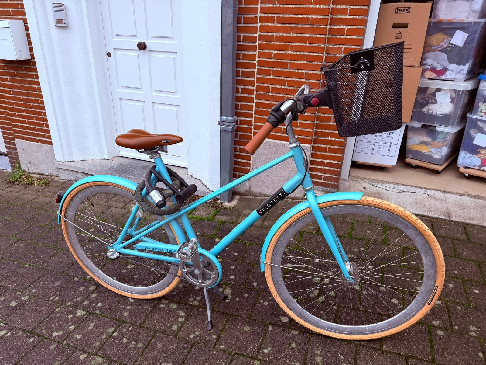 Velo urbain veloretti bleu/vert avec frein retropedalage, Enlèvement, Comme neuf