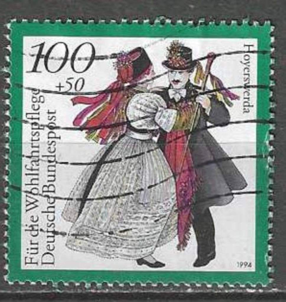Allemagne 1994 - Yvert 1592 - Vêtements régionaux (ST), Envoi, Affranchi