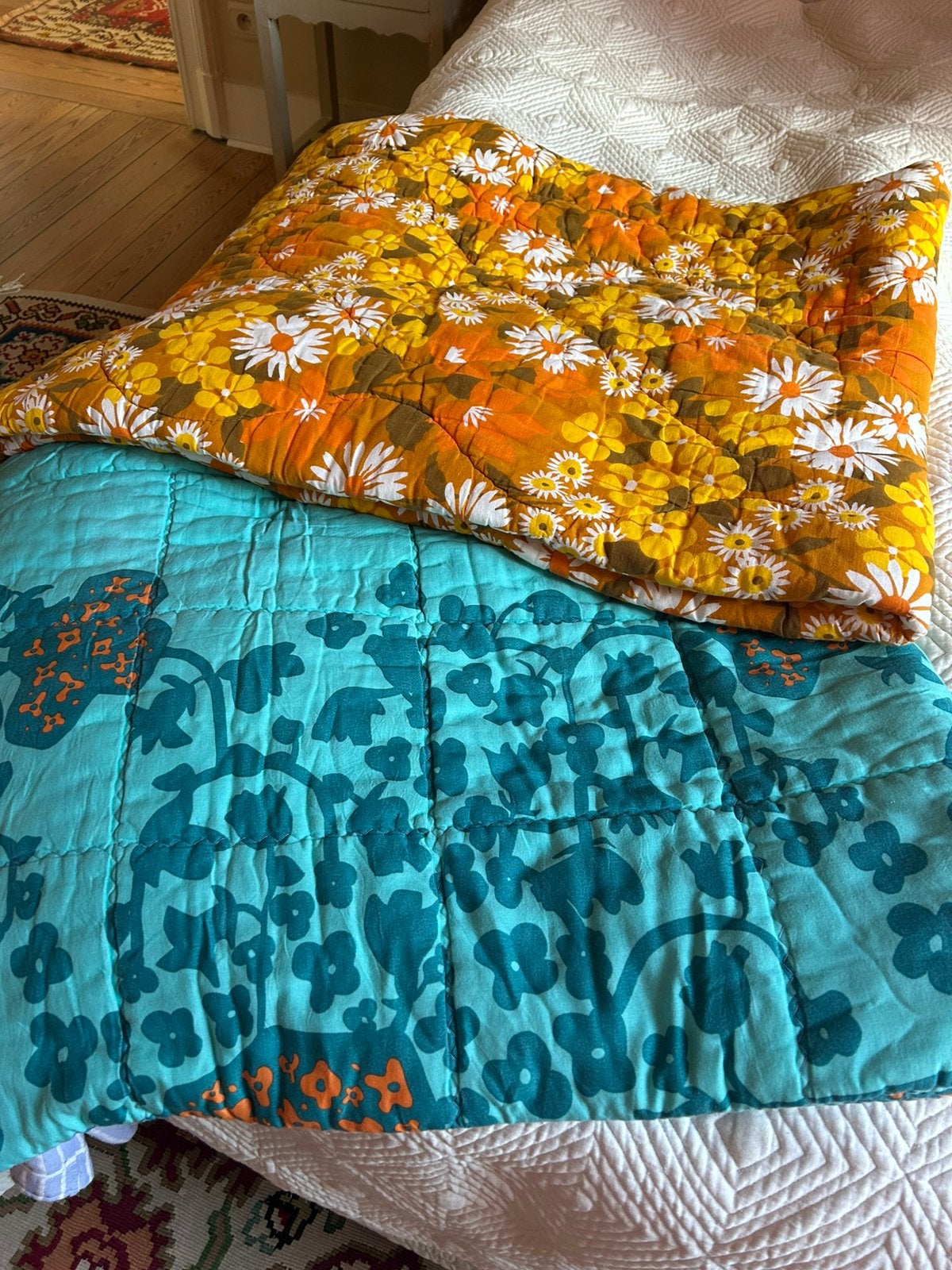 Couettes vintage, Enlèvement ou Envoi, Comme neuf, Orange, Lavable