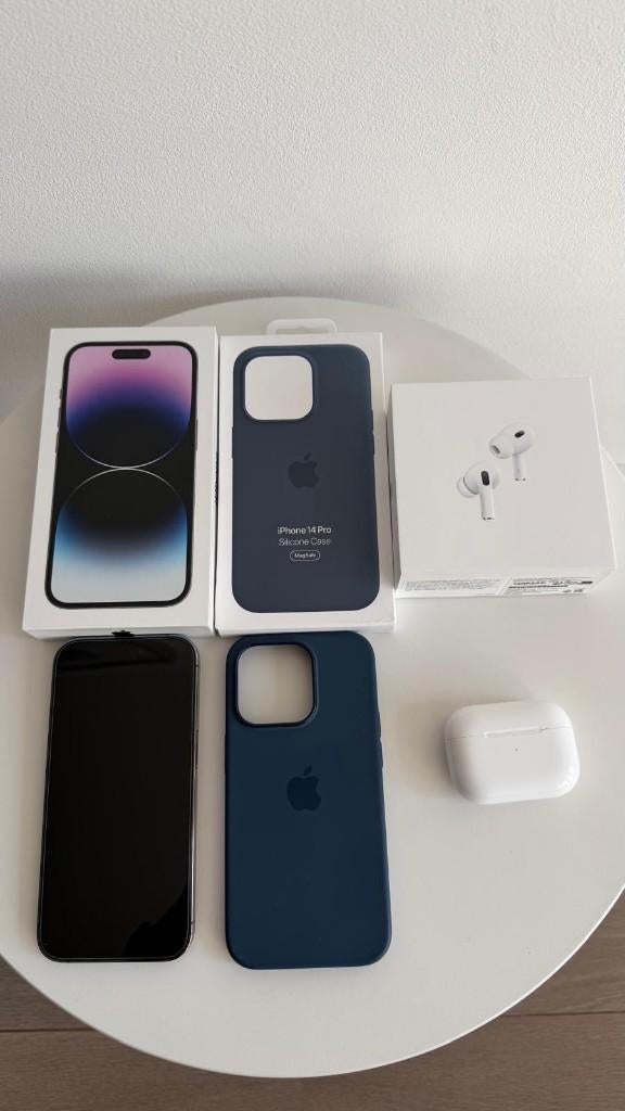 Apple iPhone 14 Pro 256 Go violet + AirPods Pro Apple Care+, Télécoms, Téléphonie mobile | Housses, Coques & Façades | Apple iPhone