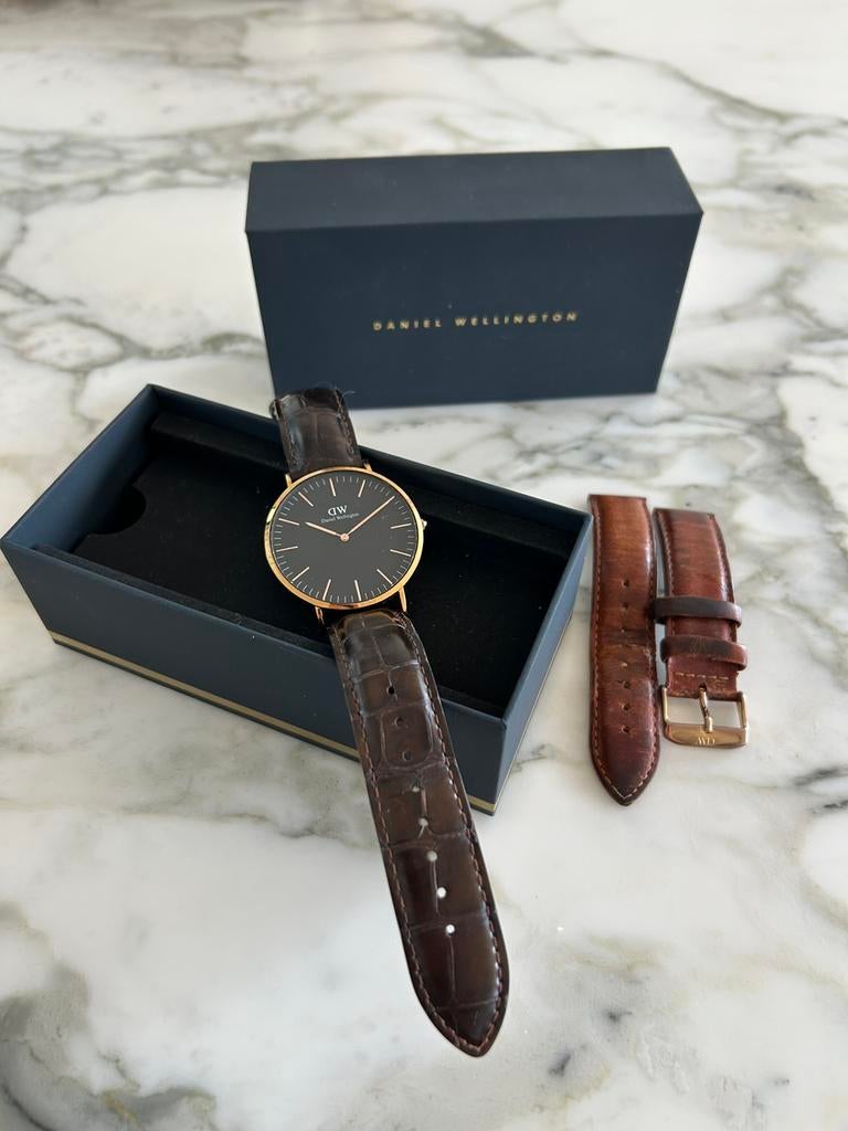 Daniel Wellington 41mm quartz, Overige merken, Leer, Staal, Polshorloge