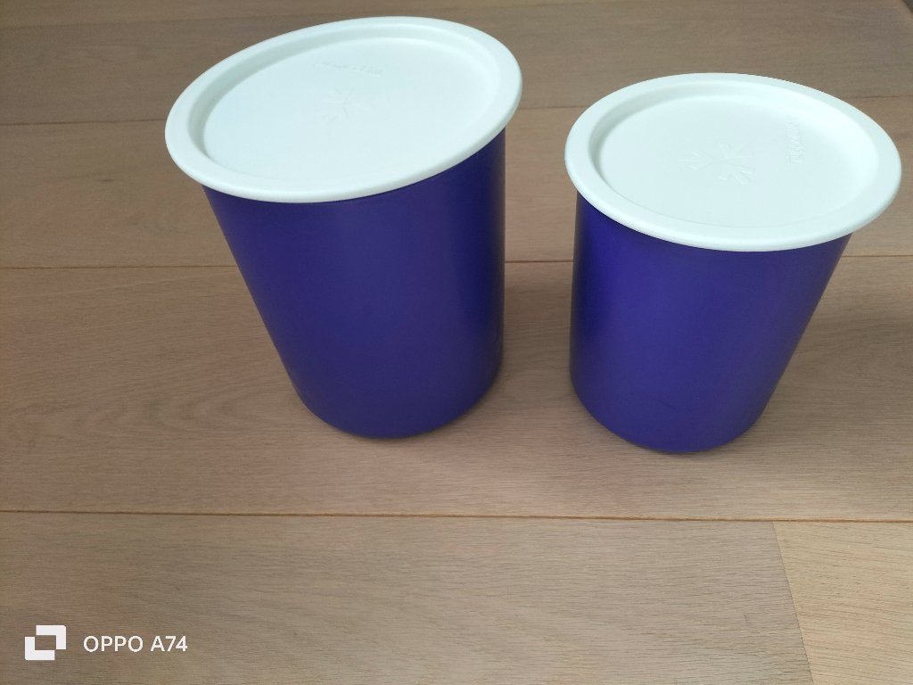 TUPPERWARE 2 boîtes à biscuits, céréales, Enlèvement ou Envoi, Utilisé, Bleu, Boîte