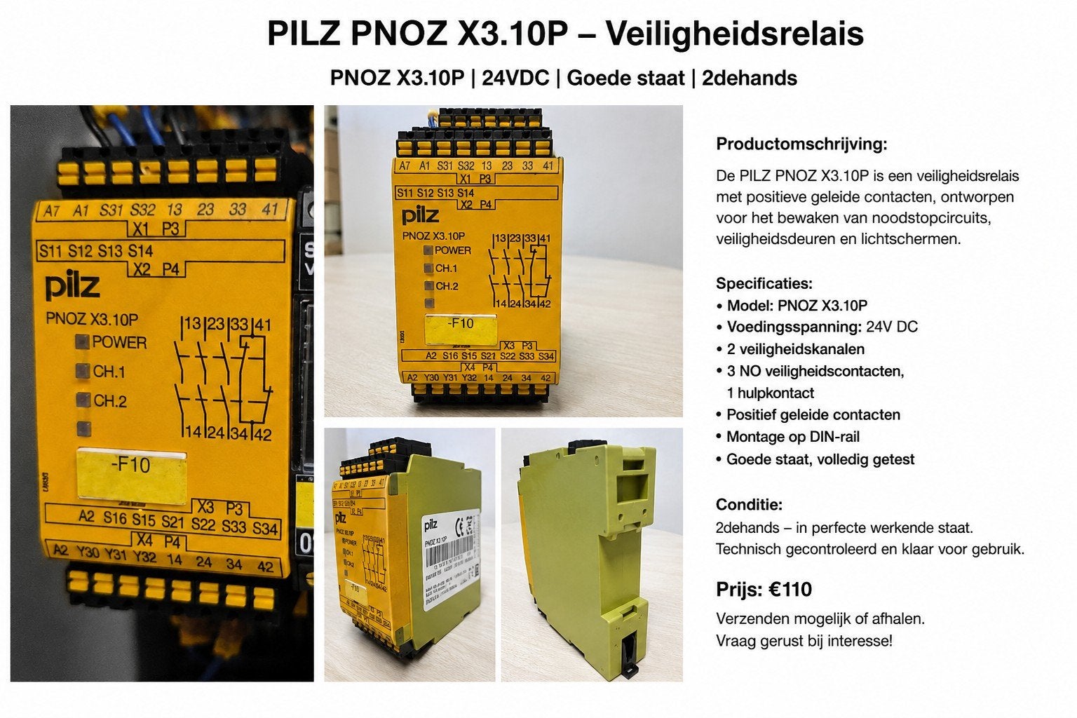 PILZ PNOZ X3.10P Veiligheidsrelais 24VDC – Machineveiligheid, Elektronische apparatuur, Thuistapinstallaties, Ophalen, Gebruikt