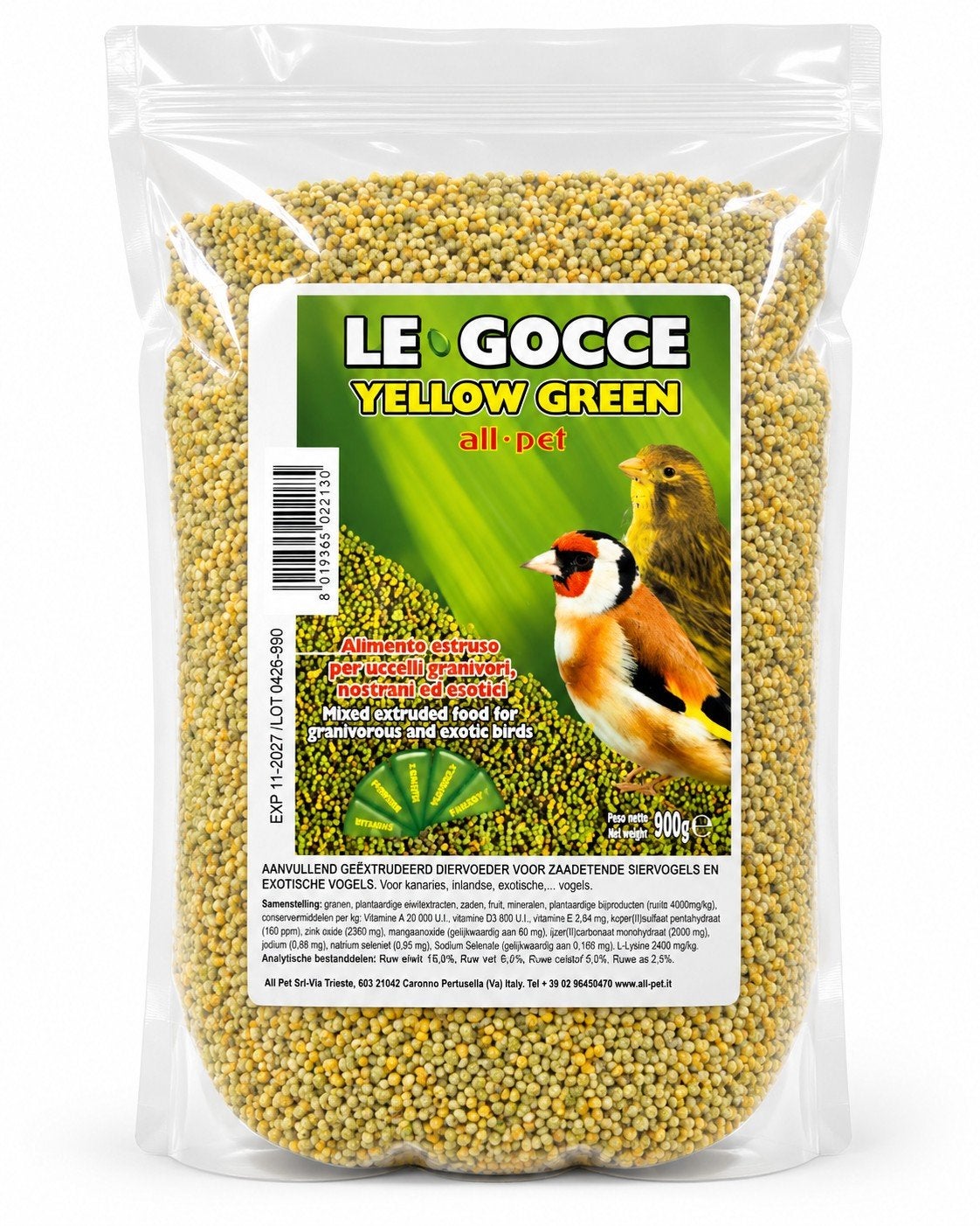 Le Gocce, granulés extrudés AllPET, 900 grammes, jaune-vert, Animaux & Accessoires, Enlèvement