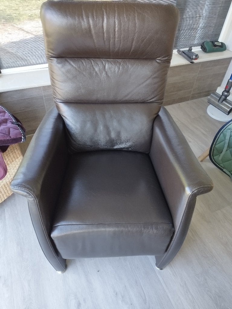 Lederen relax fauteuil manueel, Ophalen, Gebruikt, Leer
