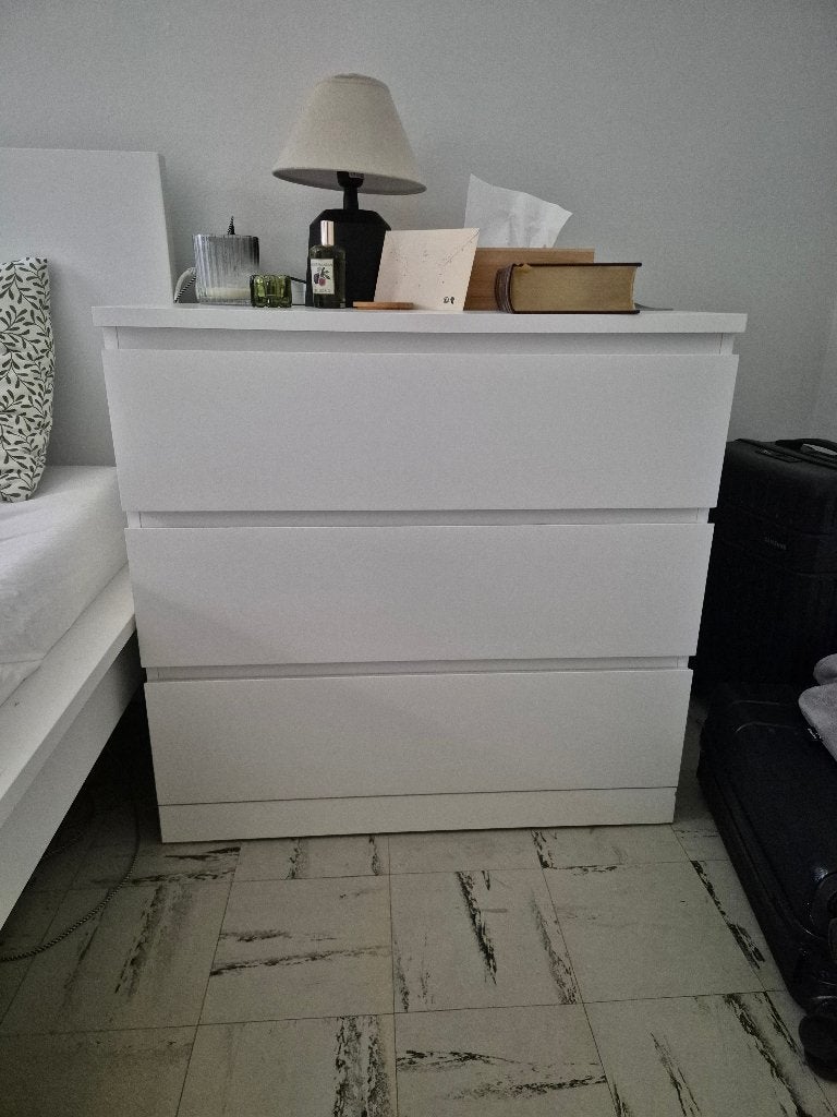 2 commodes IKEA MALM (blanches, 3 tiroirs), Maison & Meubles, 3 ou 4 tiroirs, Moins de 100 cm, Comme neuf, Synthétique