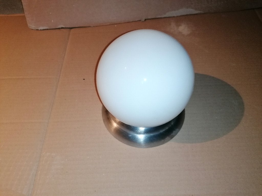 Plafonnier sphérique avec cache inox, Enlèvement ou Envoi, Comme neuf, Plafonnier, 15 cm