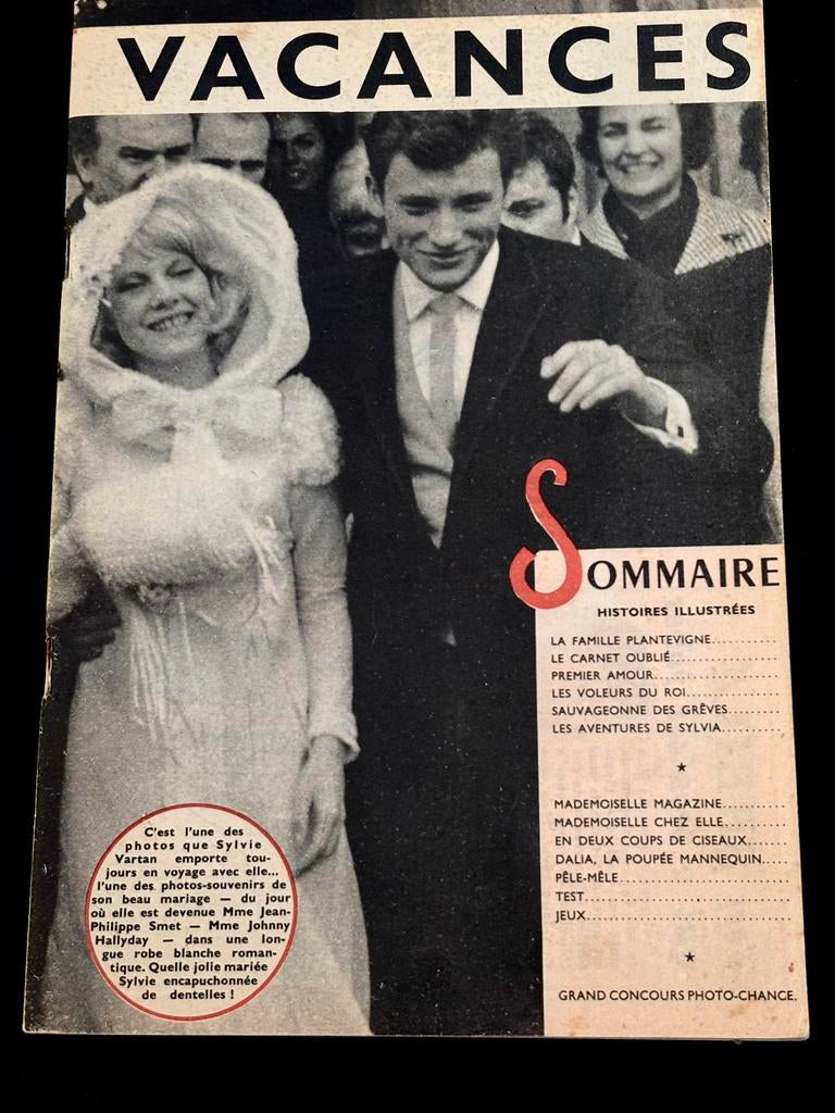 Le magazine «Vacances»,Sylvie Vartan et Johnny Hallyday,1965, Enlèvement ou Envoi, Utilisé
