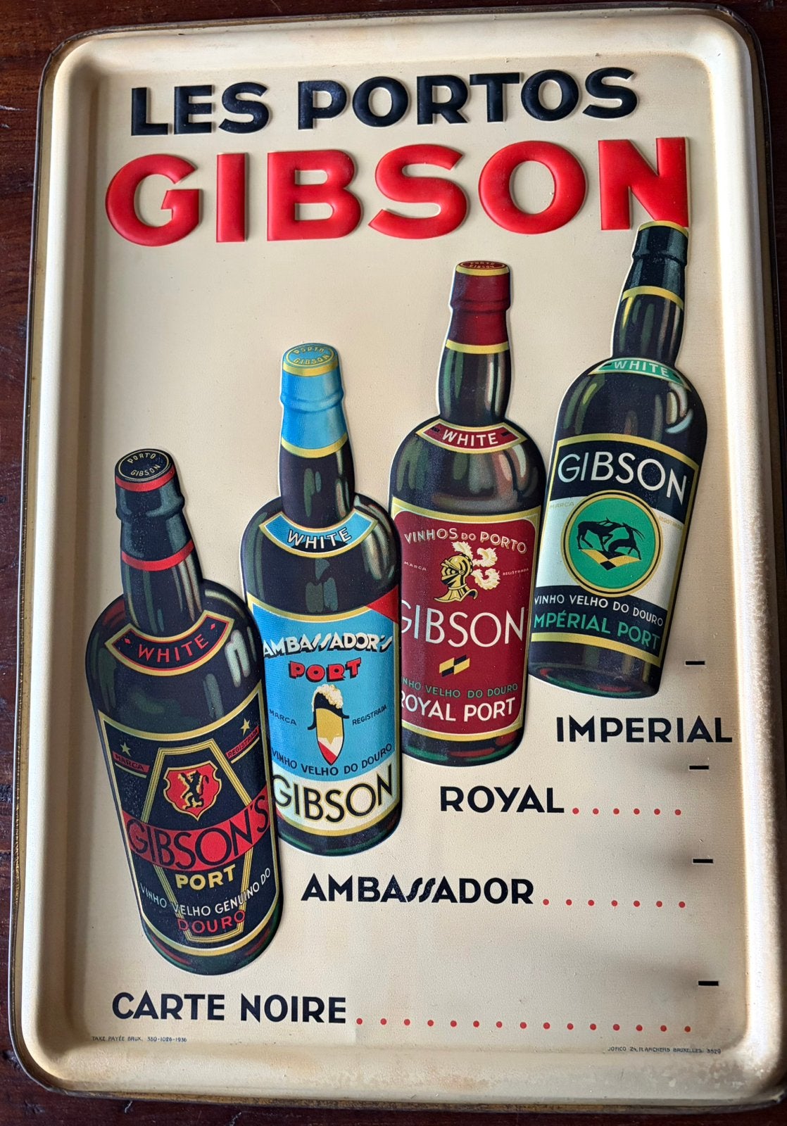 Les Portos Gibson, Enlèvement ou Envoi, Utilisé, Panneau publicitaire