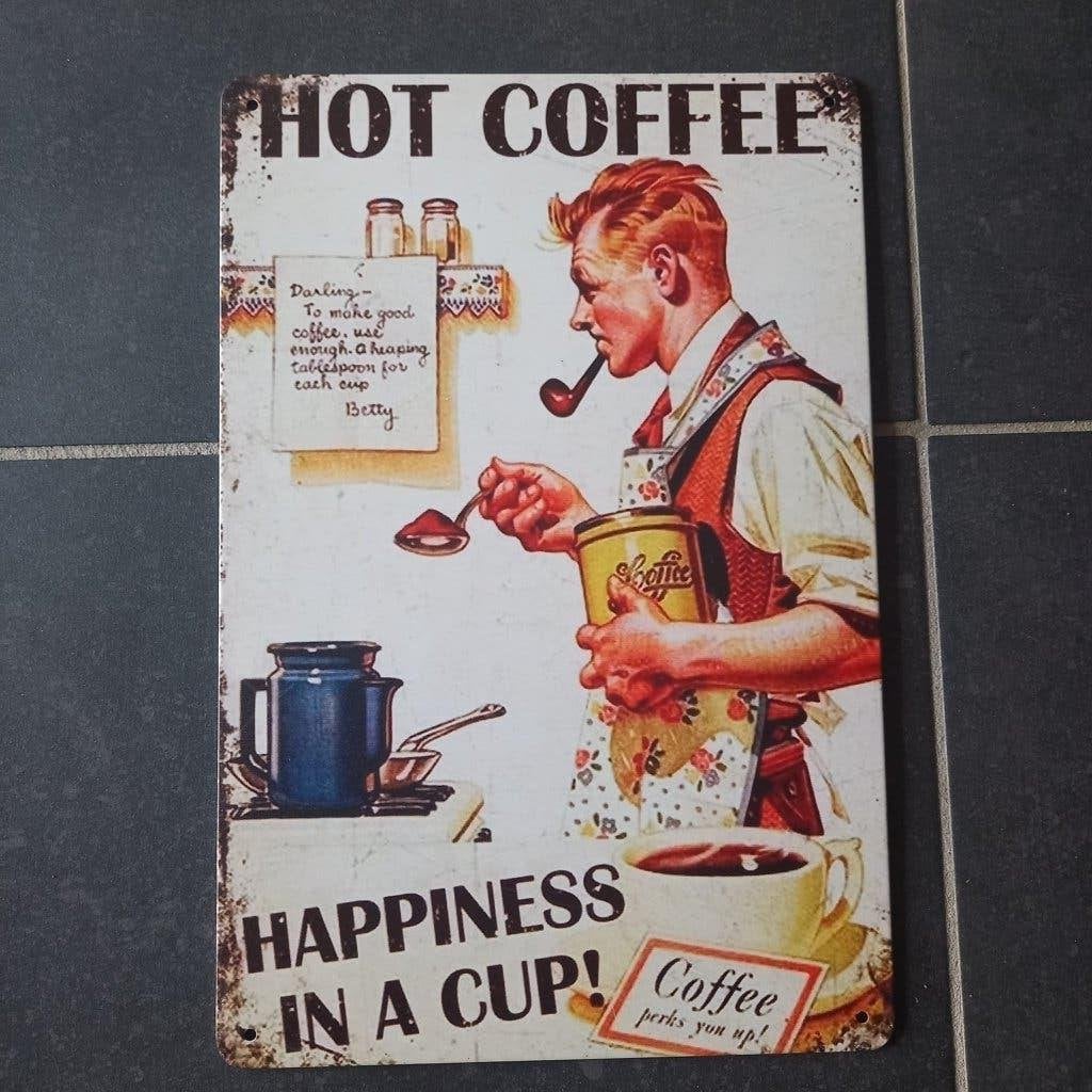 Retro Metalen Bord Koffie, Huis en Inrichting, Metaal, 30 cm, Verzenden, 20 cm