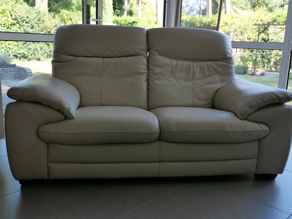 zetel in leder - 2 zit, Maison & Meubles, Canapés | Salons, 75 à 100 cm, Klassiek, Comme neuf, Enlèvement