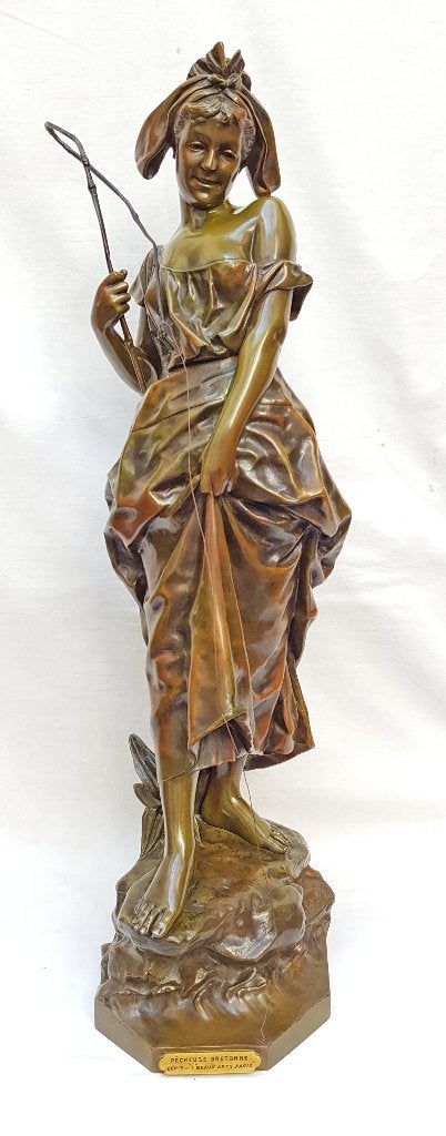 Art Nouveau Bronzen Beeld - Gustavo Obiols., Antiek en Kunst, Gemerkt, Art nouveau, Brons, Beeld