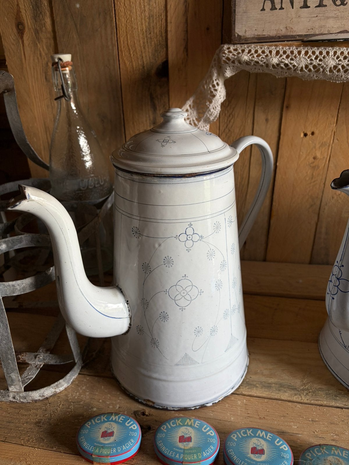 Emaille koffiepot Boch motief, Ophalen of Verzenden
