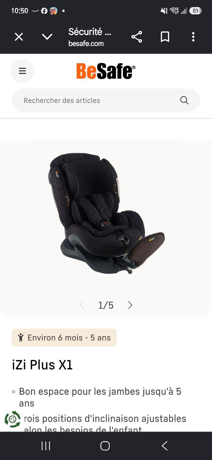 Veilig autostoeltje van Besafe, Kinderen en Baby's, Autostoeltjes, Overige merken, Gebruikt, Overige methoden, Verstelbare rugleuning