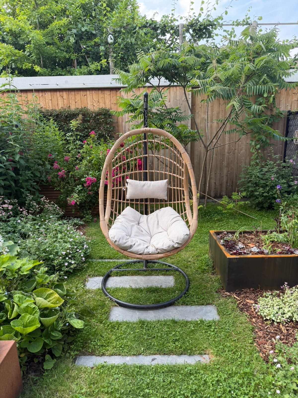 Luxe hangstoel Evi Naturel, Jardin & Terrasse, Hamacs, Comme neuf, Enlèvement