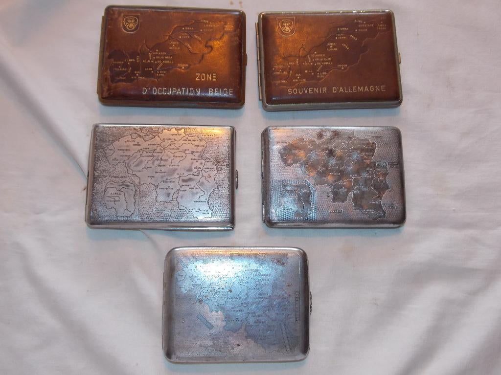 Lot de 5 porte-cigarettes belges, Enlèvement ou Envoi, Armée de terre, Autres types