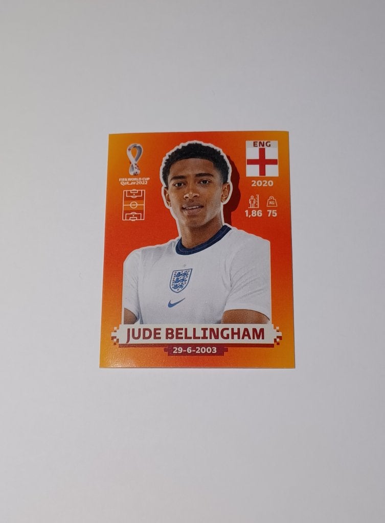 Sticker Jude Bellingham - WK 2022 (rookie), Hobby en Vrije tijd, Ophalen of Verzenden, Zo goed als nieuw, Sticker