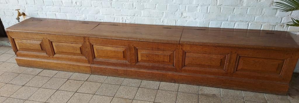 Antieke eiken zitbank uit oud klooster 222cm lang, Antiek en Kunst, Ophalen