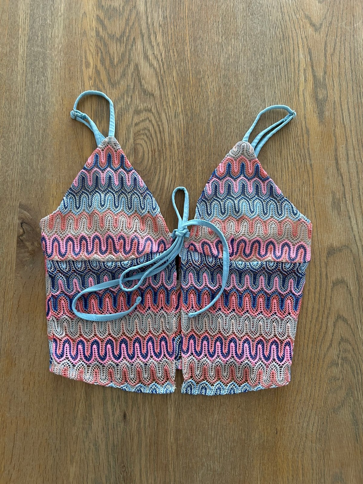 Multicolor gehaakt topje H&M Divided maat XXS, Kleding | Dames, Topjes, Meerkleurig, Nieuw, Ophalen of Verzenden, Zonder mouw