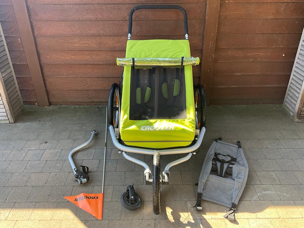 Croozer kid for 2 fietskar en hangmatje, Fietsen en Brommers, Ophalen, Opvouwbaar, Zo goed als nieuw, Kinderkar