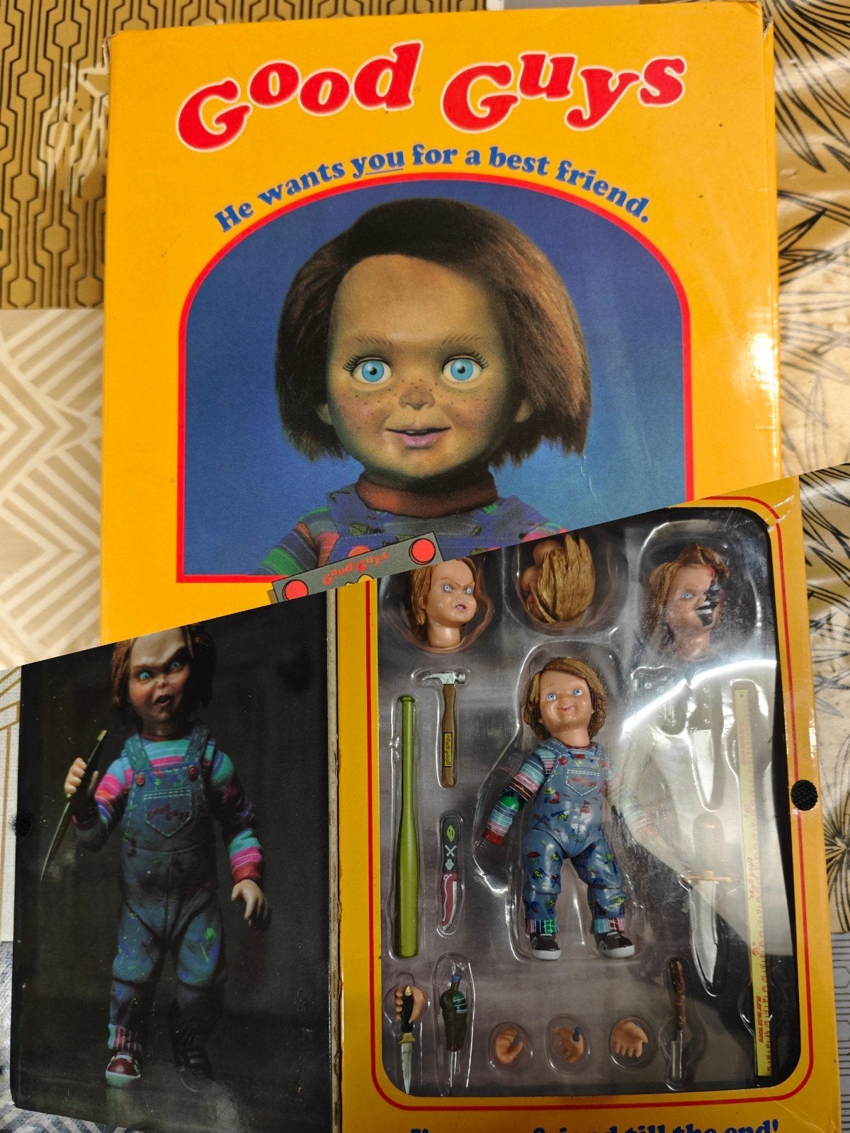 Figurine NECA Ultimate Chucky 42112 complète avec boîte, Collections, Enlèvement ou Envoi, Utilisé, Poupée