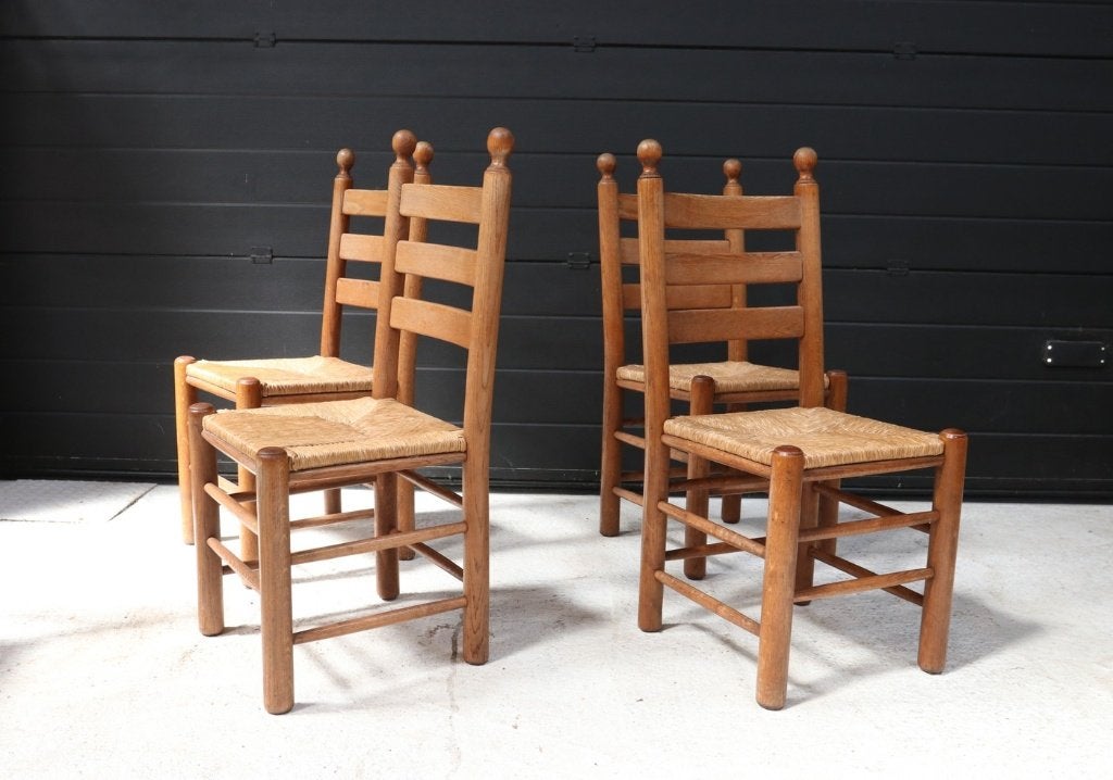 Set van vier Franse ladderback stoelen - circa 1960, Enlèvement