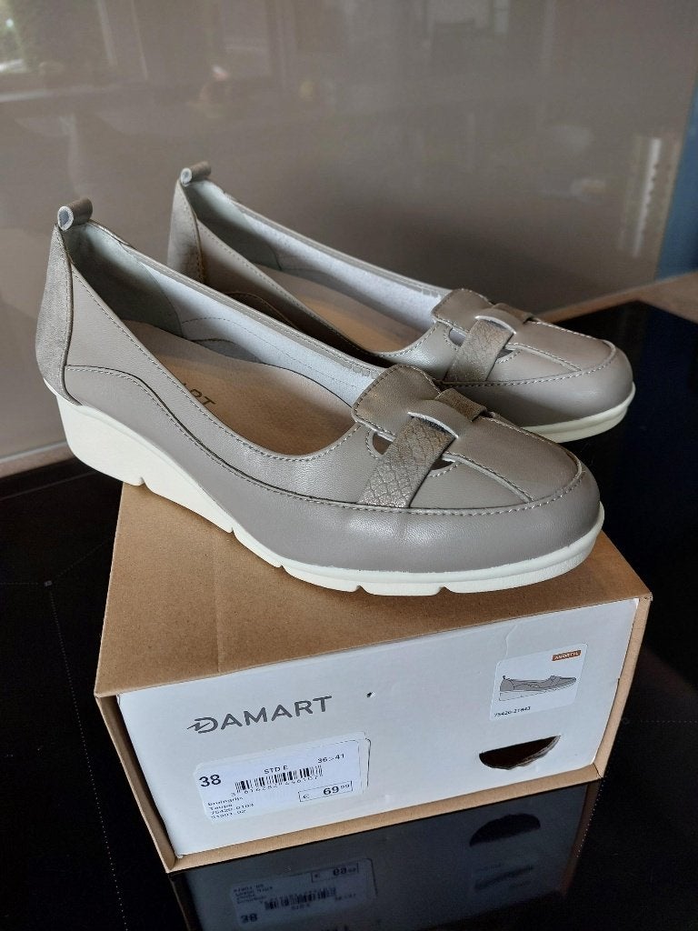DAMART damesschoen, taupe, maat 38, Ophalen, Schoenen met lage hakken, Overige kleuren, Zo goed als nieuw