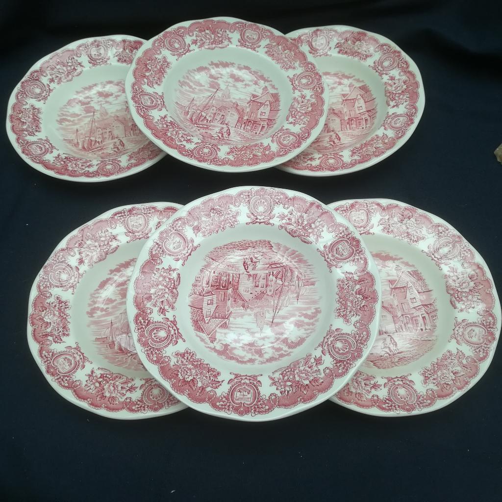 6 assiettes creuses anglaises : Thème : Ports d'Angleterre, Enlèvement ou Envoi