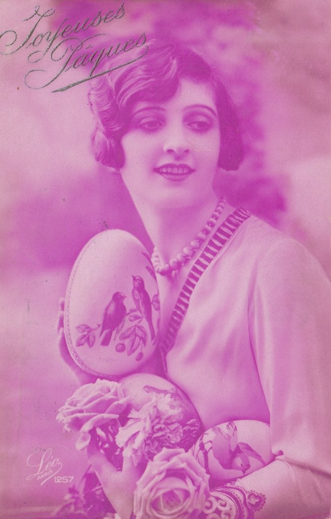 FANTASIE -  Mooi meisje met Paaseieren, Verzamelen, Verzenden, 1920 tot 1940, Gelopen, Overige thema's