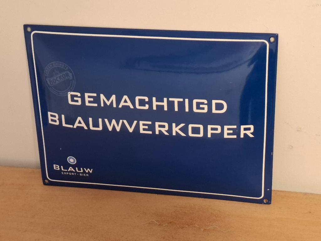 Emaille bord Gemachtigd blauwverkoper, Enlèvement ou Envoi, Comme neuf, Panneau publicitaire