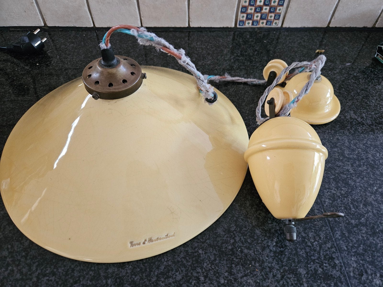 mooie lamp, Enlèvement, Jaune, Céramique, Vintage