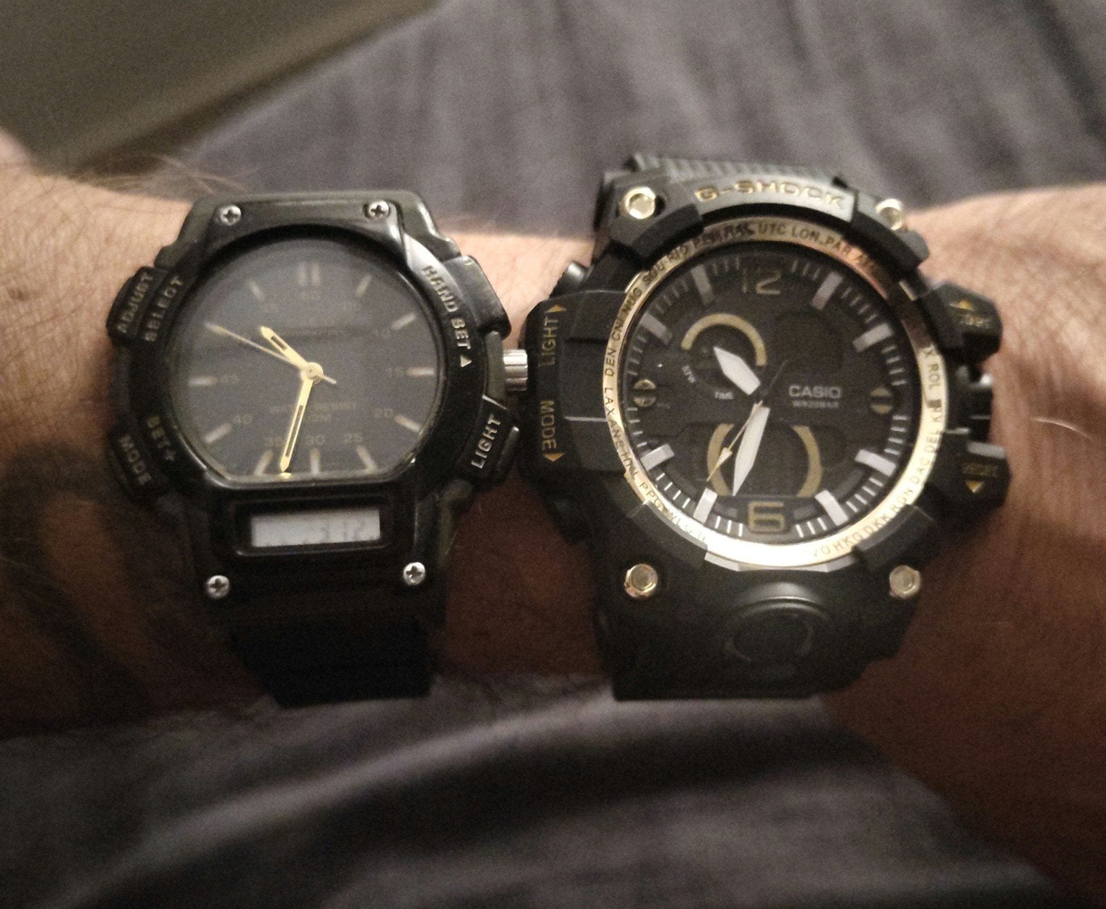 Montres Casio vintage AQ 150W 1999 et G Shock, Casio