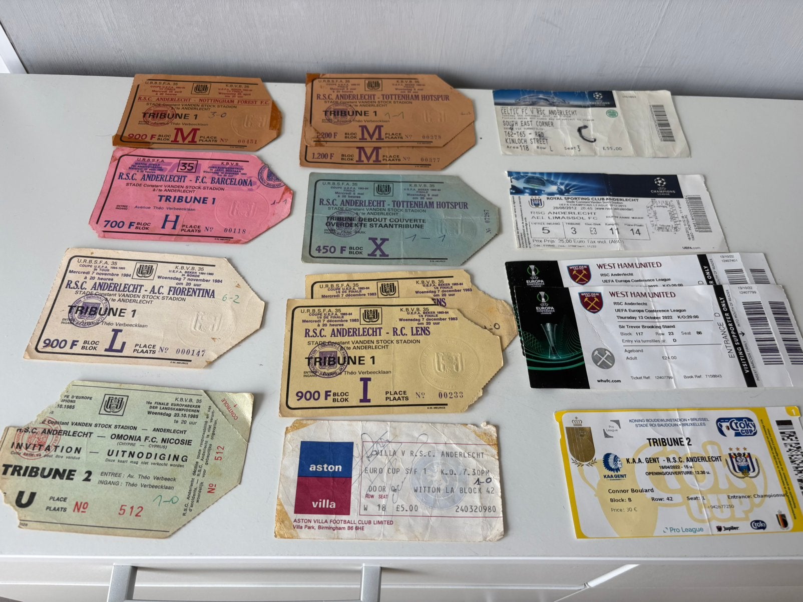 Anciens tickets européens d’ANDERLECHT, Enlèvement ou Envoi, Utilisé