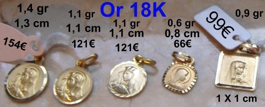 Pendentif rond ou carré avec Vierge Marie, en or 18K, NEUF, Neuf, Enlèvement ou Envoi, Or, Autres représentations