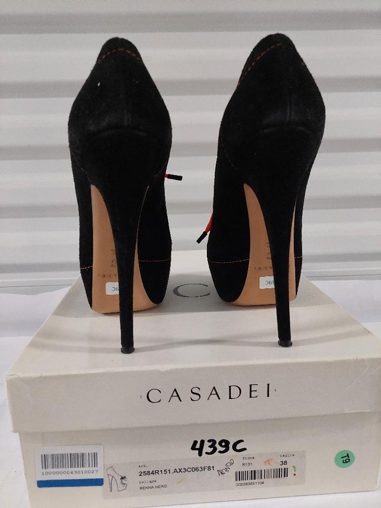 439C* Casadei - sexy zwarte luxe schoenen hoge hakken (38), Kleding | Dames, Verzenden, Zwart, Schoenen met hoge hakken, Gedragen