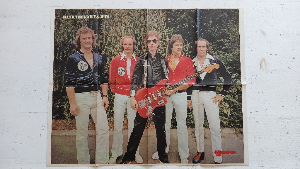 Joepi poster Hank The Knive & Jets en Gary Glitter, Verzamelen, Ophalen, Gebruikt, Overige vormen, Muziek