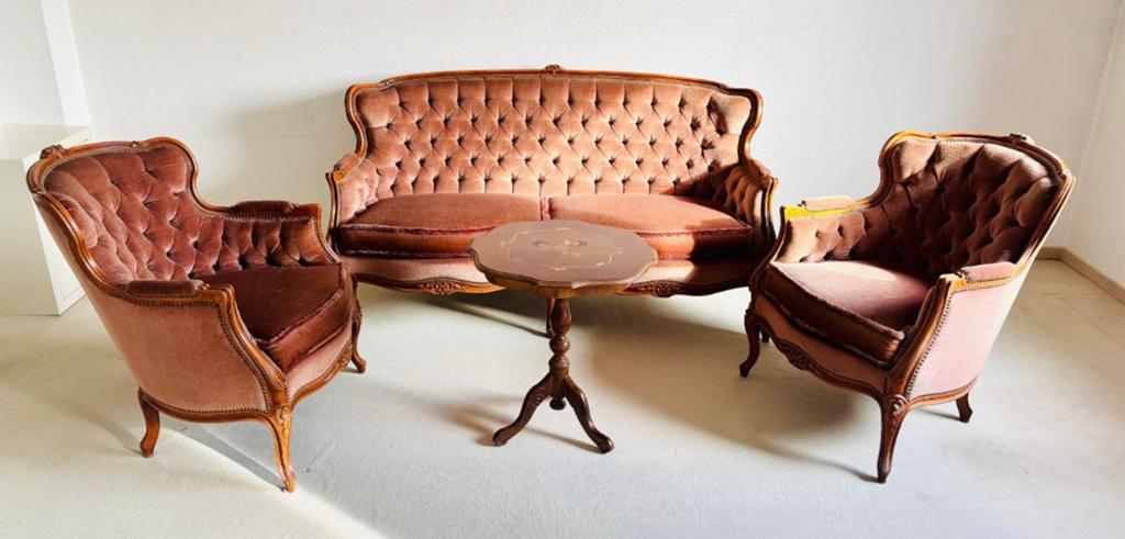 Zetel roze oudroze klassiek vintage louis barok velours top, Ophalen