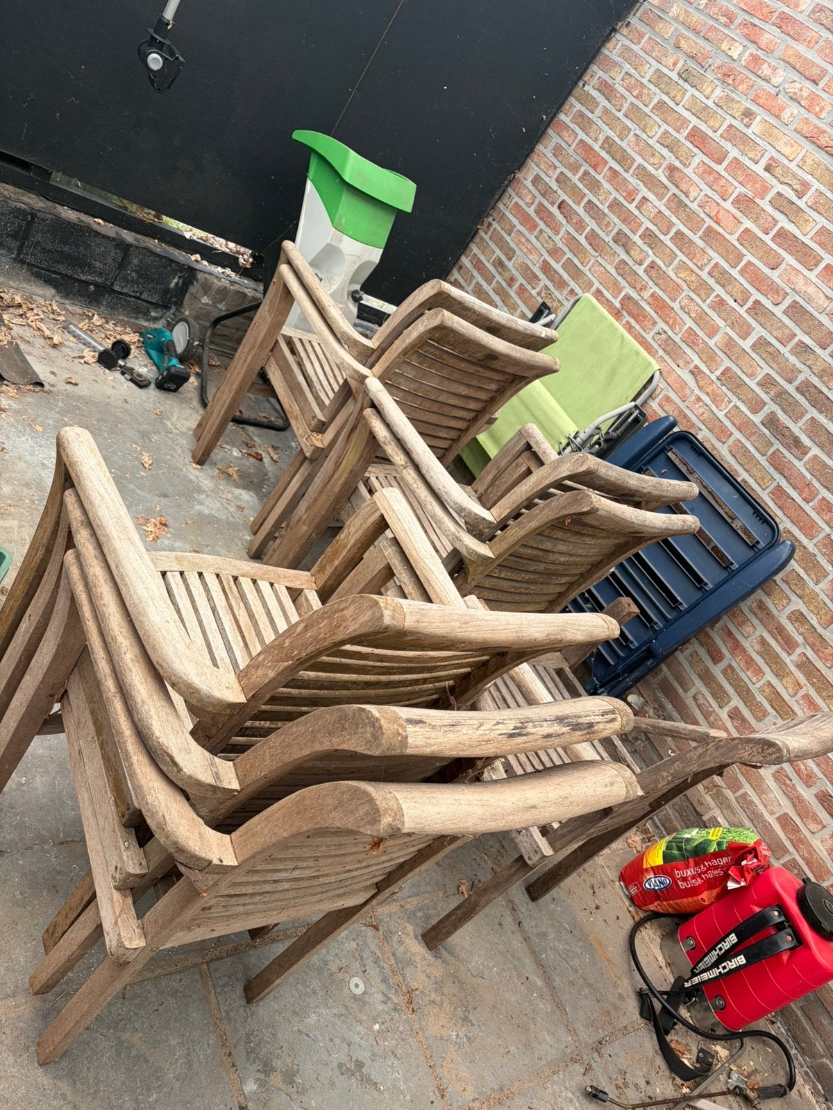 Tuinstoelen teak, Jardin & Terrasse, Chaises de jardin, Enlèvement, Utilisé, Bois, Empilable