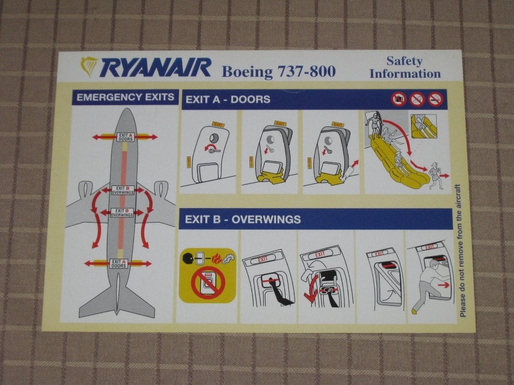 Safety Card Ryanair Boeing 737-800, Verzamelen, Verzenden