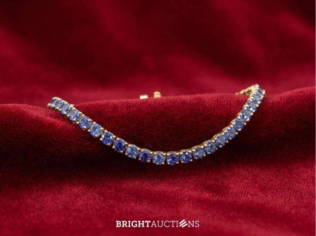 Gouden tennisarmband met natuurlijke saffieren, Bijoux, Sacs & Beauté, Autres couleurs, Niet ingevuld, Or, Enlèvement