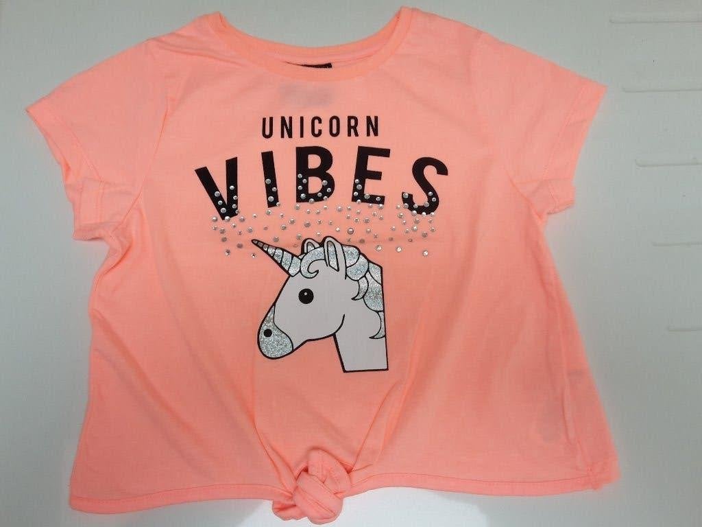 Nieuw fluo T-shirt met korte mouwen, Unicorn, maat 128, Enfants & Bébés, Enlèvement ou Envoi, Neuf, Fille, Chemise ou À manches longues