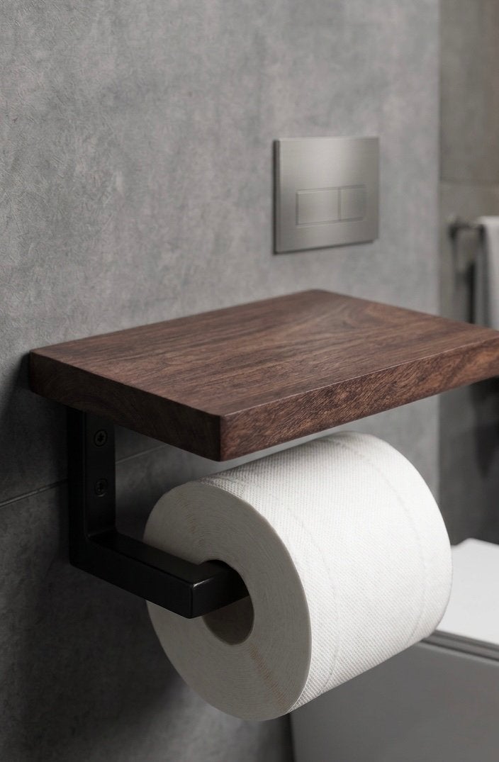 Nieuw:Luxe Industriële Toiletrolhouder – Massief Eiken, Huis en Inrichting, Badkamer | Badkamermeubels, Ophalen of Verzenden, Nieuw