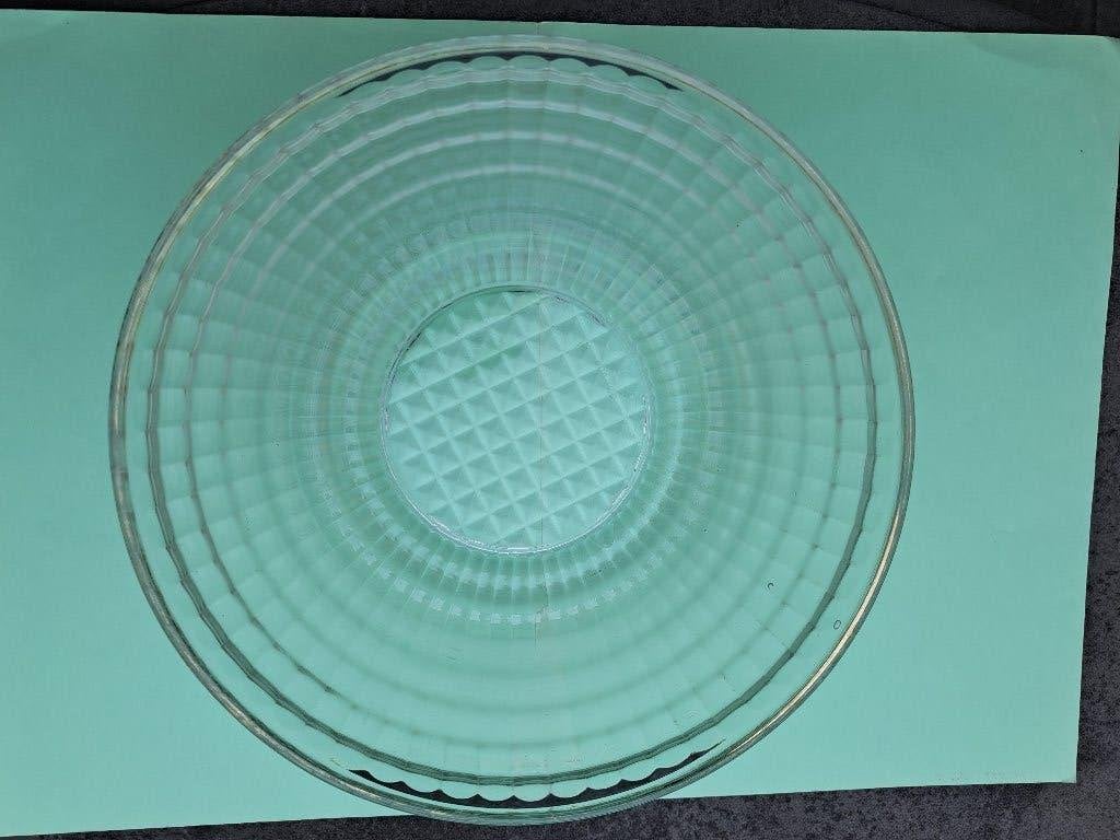 grote glazen dessertkom met mooi motief (24 cm diameter), Enlèvement ou Envoi, Comme neuf, Verre, Campagne/Folklorique