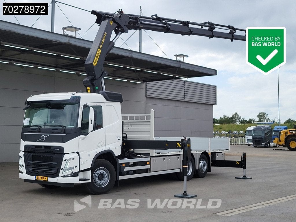 Volvo FM 500 6X2 NL-Truck Palfinger PK41002 EH Crane Kran Li, Auto's, Vrachtwagens, Automaat, Stof, Euro 6, Wit