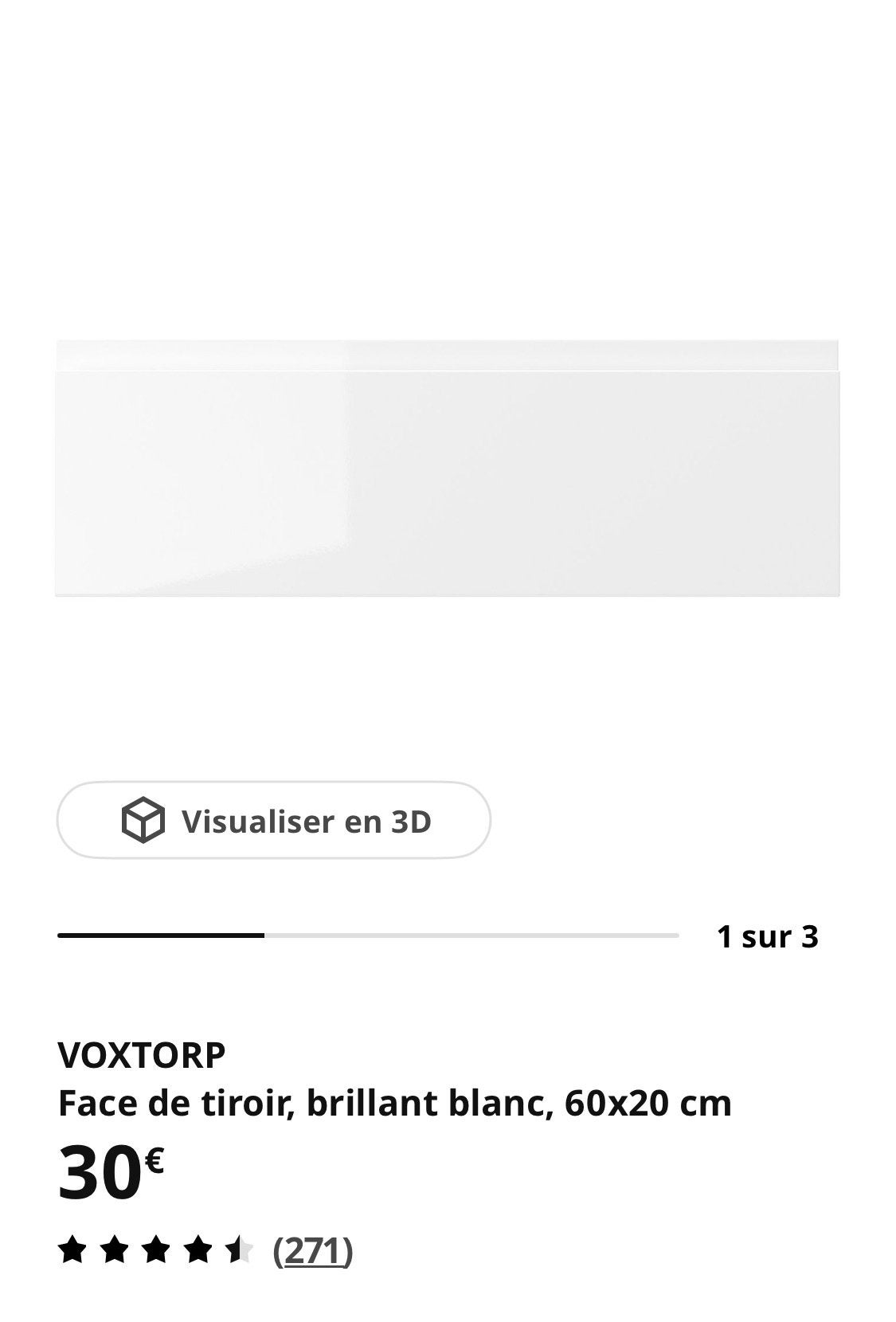 IKEA GLOSSY 80 van de 20 VOXTORP ladefront, Ophalen, Nieuw, Wit
