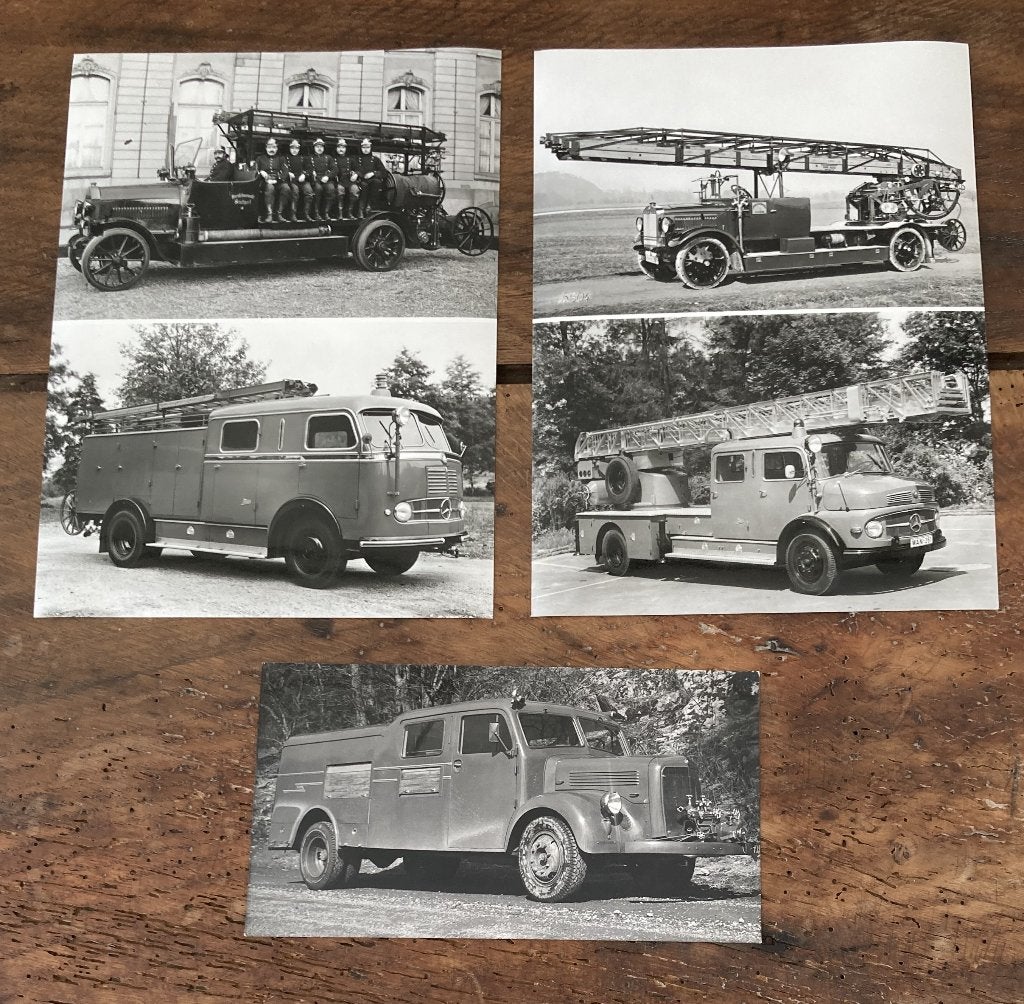 3 photos presse ancienne &récentes Camions pompiers Mercedes, Envoi, Utilisé, Voitures