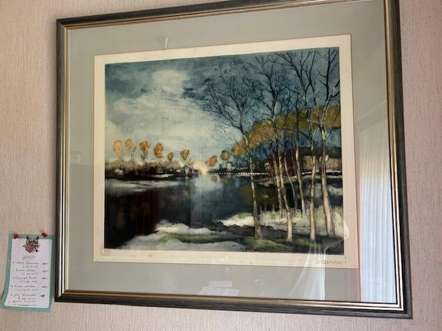 Albert Saverys Litho winter aan de Leie, Ophalen