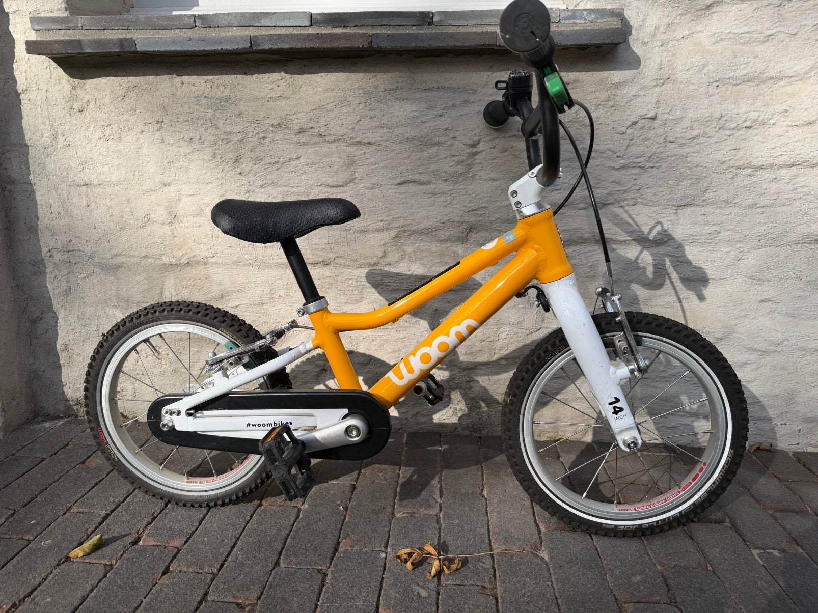 Woom 2 kinderfiets – 14 inch – geel/wit, Fietsen en Brommers, Ophalen