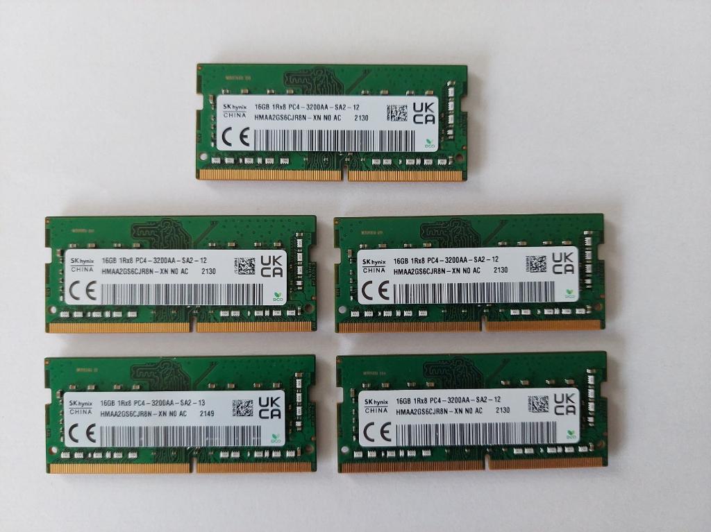 LOT 5x Mémoire RAM 16 Go SODIMM DDR-4 3200 Mhz, Computers en Software, RAM geheugen, Gebruikt, DDR4, 3200 Mhz, Ophalen of Verzenden